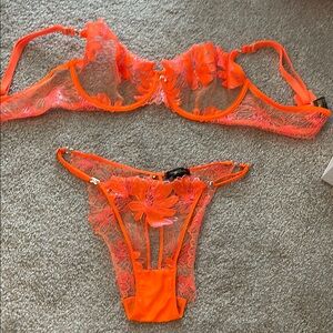 Agent Provocateur Orange Lace Lingerie Set